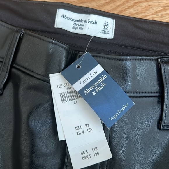New! Abercrombie & Fitch SZ 31/12 curve love vegan leather high rise loose pants - Picture 9 of 14